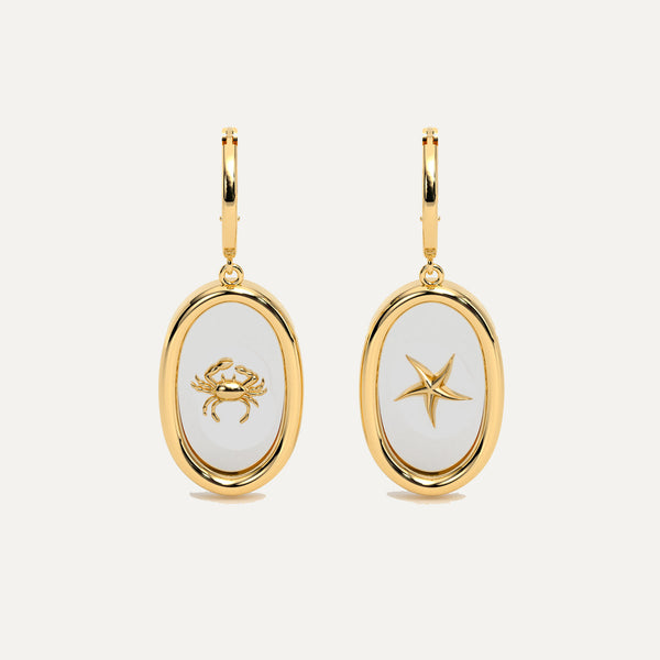 18K Gold Oval Resin Charm Earring