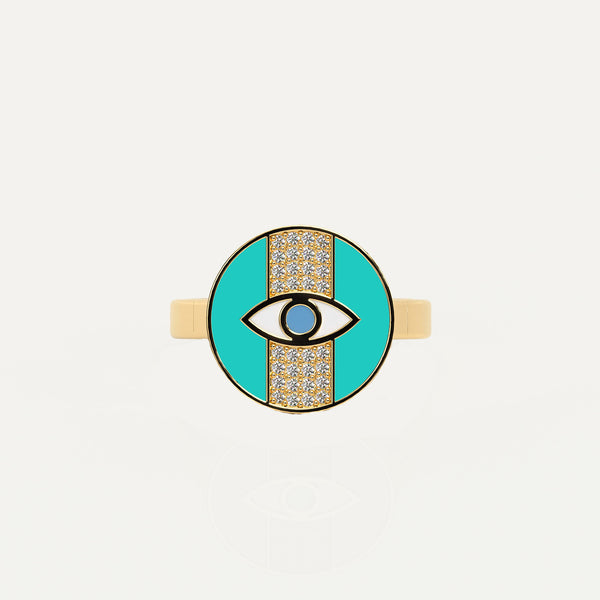 Guardian Diamond Stripe Evil Eye Ring