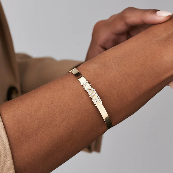 18K Gold Customizable Charm Bangle