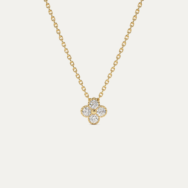 18K Gold Clover Diamond Necklace 
