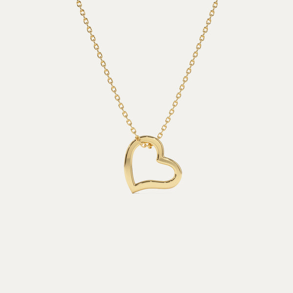 18K Gold Open Heart Necklace