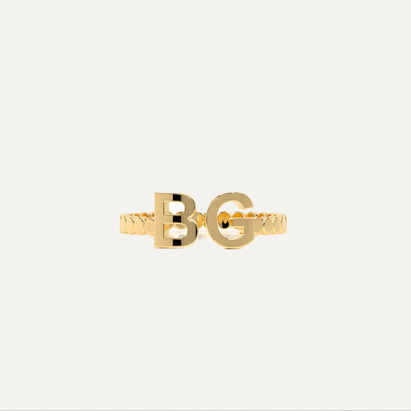 18K Gold Customized Double Initial Ring