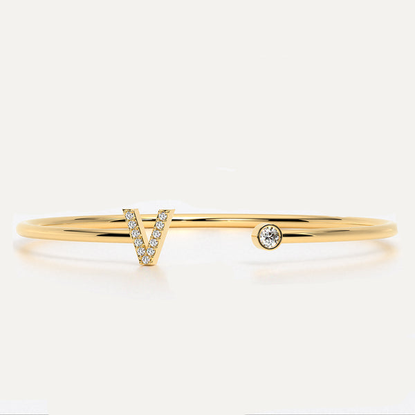 Custom Diamond Initial and Gemstone Bangle