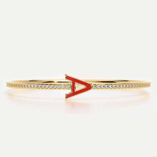 Enamel Monogram Diamond Pave Bangle