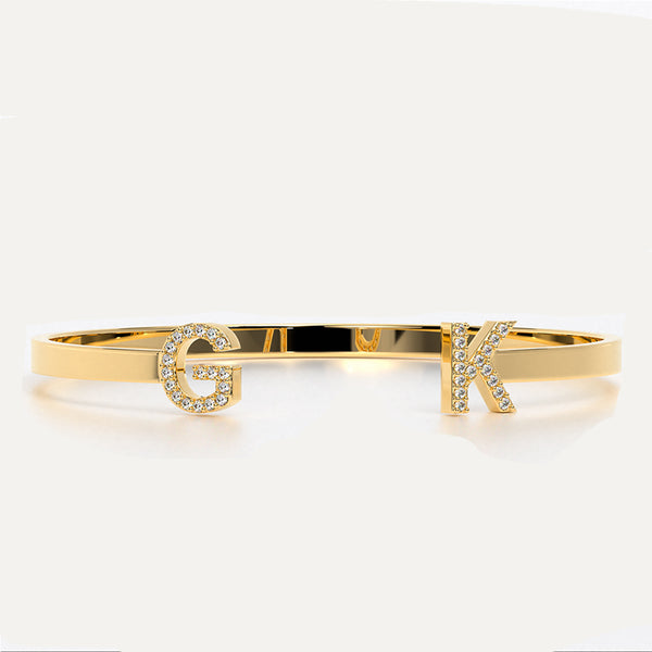 Customized Double Initial Diamond Bangle