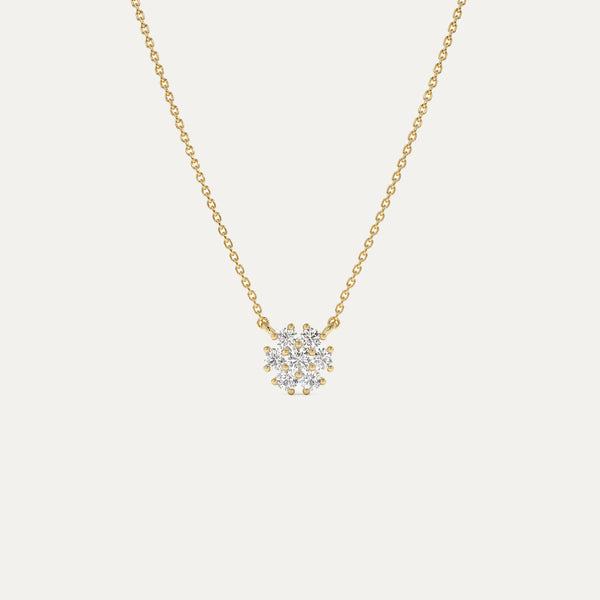 18K Gold Diamond Flower Necklace