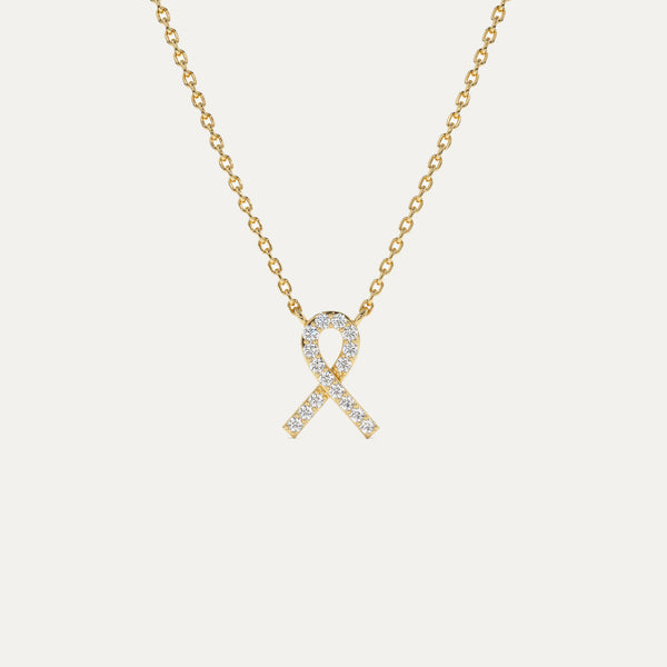 18K Gold Ribbon Diamond Necklace