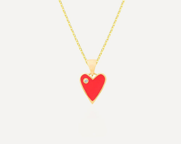 The Enamel Heart & Diamond Necklace