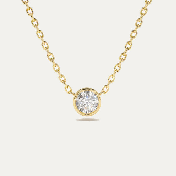 18K Gold Bazel Solitare Diamond Necklace