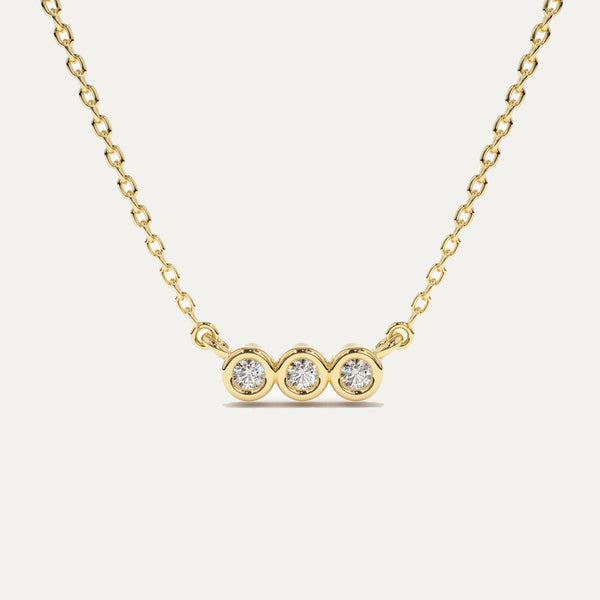 18K Gold Trio Bezel Diamond Necklace