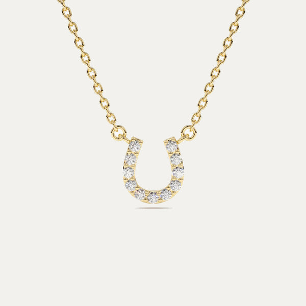 18K Gold Diamond Horshow Necklace