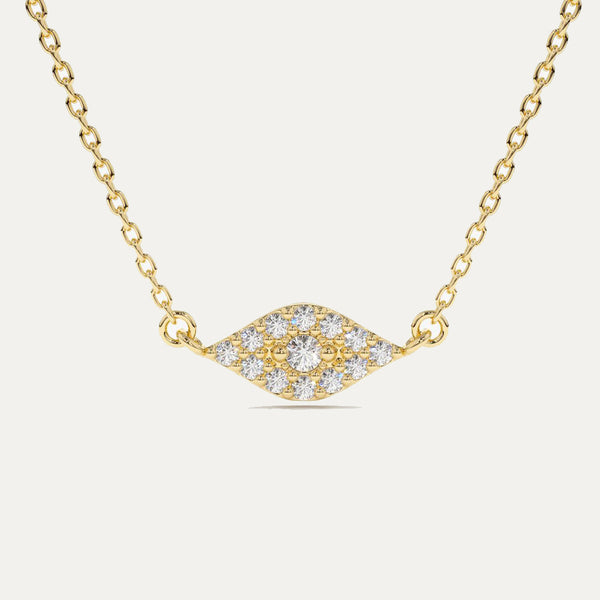 18K Gold Diamond Evil Eye Necklace