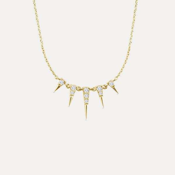 18K Gold Spike Diamond Necklace