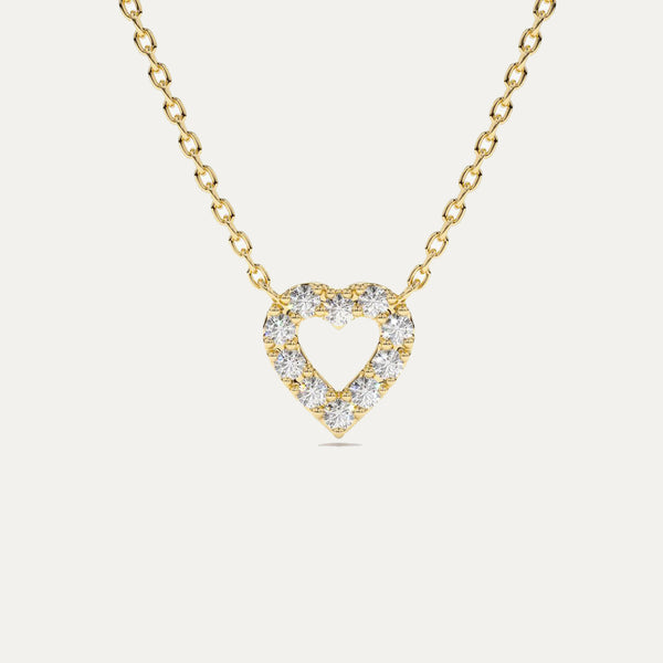 18K Gold Diamond  Tiny Heart Necklace