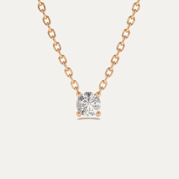 18K Gold Four Prong Diamond Solitaire Necklace