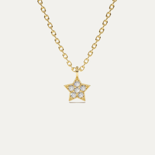 18K Gold Tiny Star Diamond Necklace