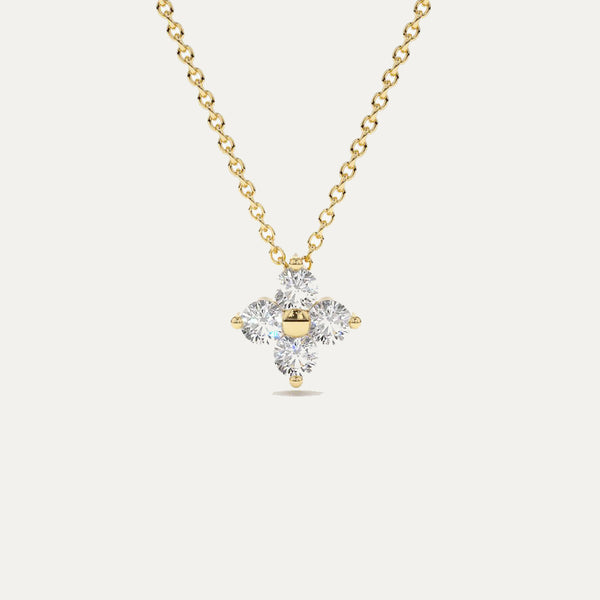 18K Gold Brilliant  Diamond Clover Necklace Brilliant