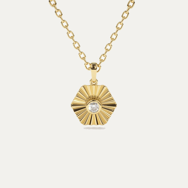 18K Gold Hexagon Diamond Necklace