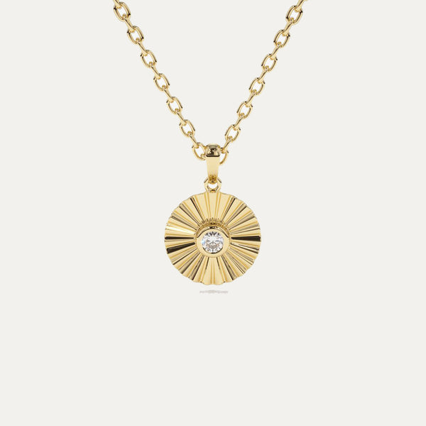 18K Gold Disk & Diamond Necklace