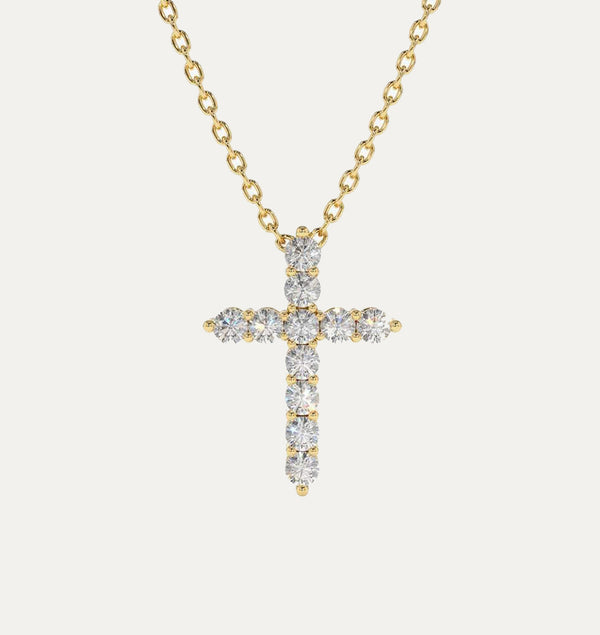 18K Gold Cross Diamond Necklace