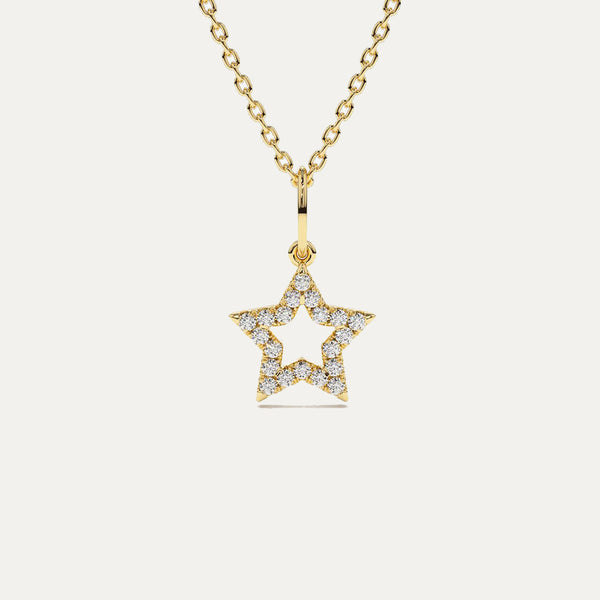 18K Gold Tiny Star Diamond Necklace