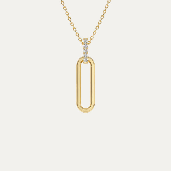 18K Gold Paper Clip Diamond Necklace