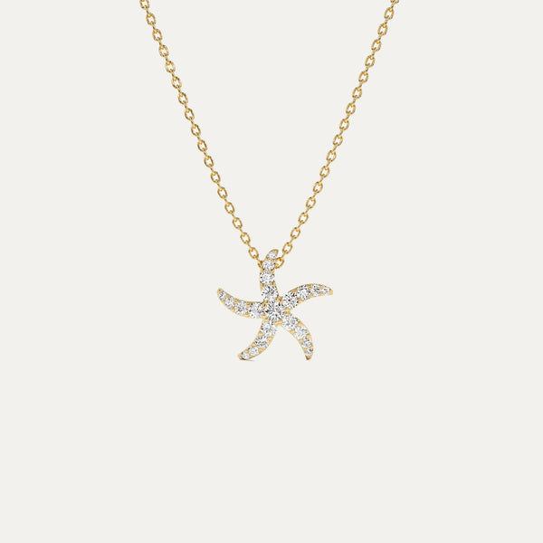 18K Gold Starfish Diamond Necklace