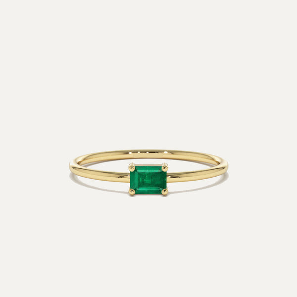 18K Gold Minimalistic Emerald Ring