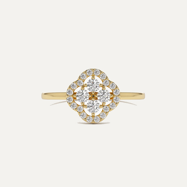 18K Gold Clover Diamond RIng