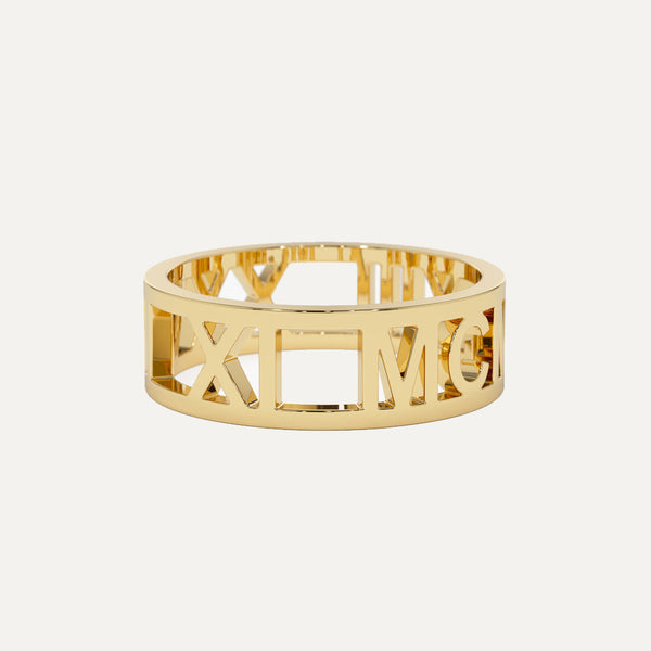 18K Gold Customized Roman Numbers Ring