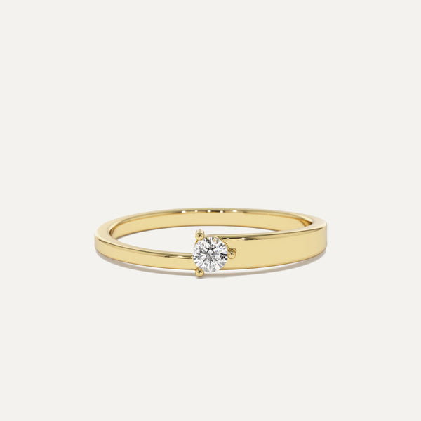 18K Gold Uneven Solitare Diamond RIng