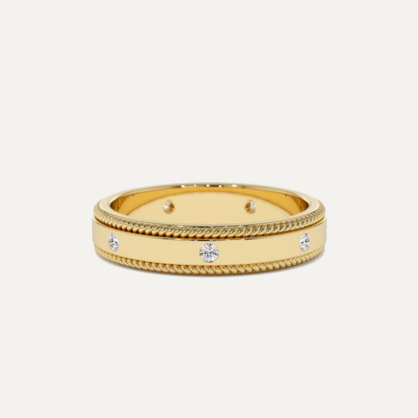 18K Gold Topdown Twisted  Diamond Ring Band