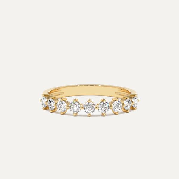 18K Gold Eternity Diamond Ring 0.5 Carat Half Pave