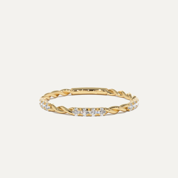 18K Gold Twisted Diamond Ring