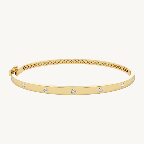 18K Gold  And Diamond Classic Bangle