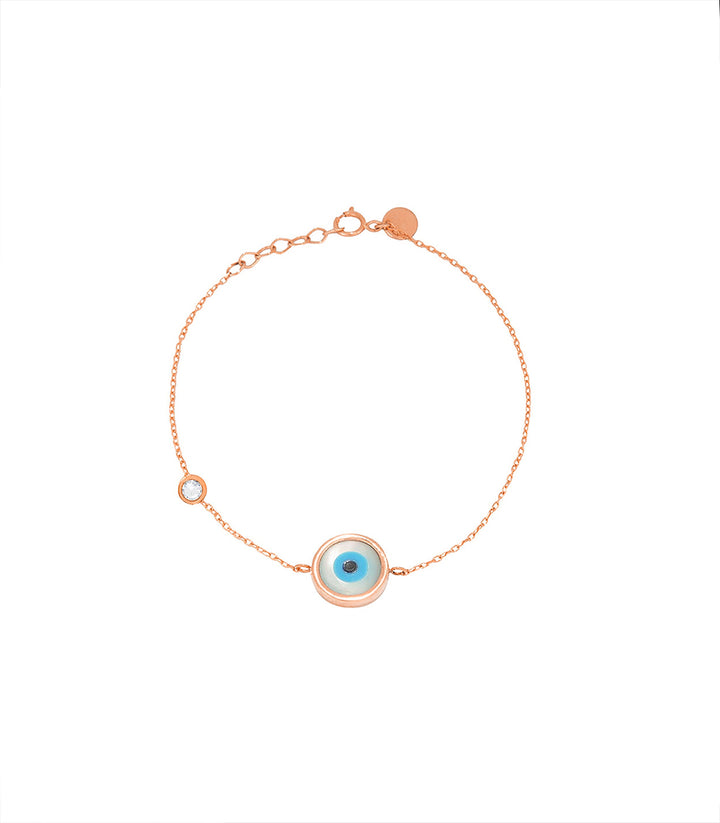 Round Evil Eye Bracelet Rose Gold