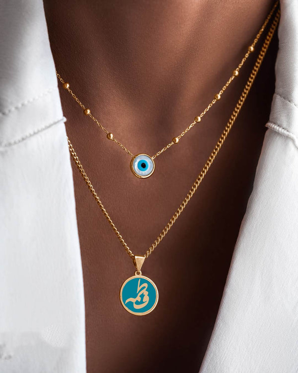 Enamel Coin Arabic Name Necklace