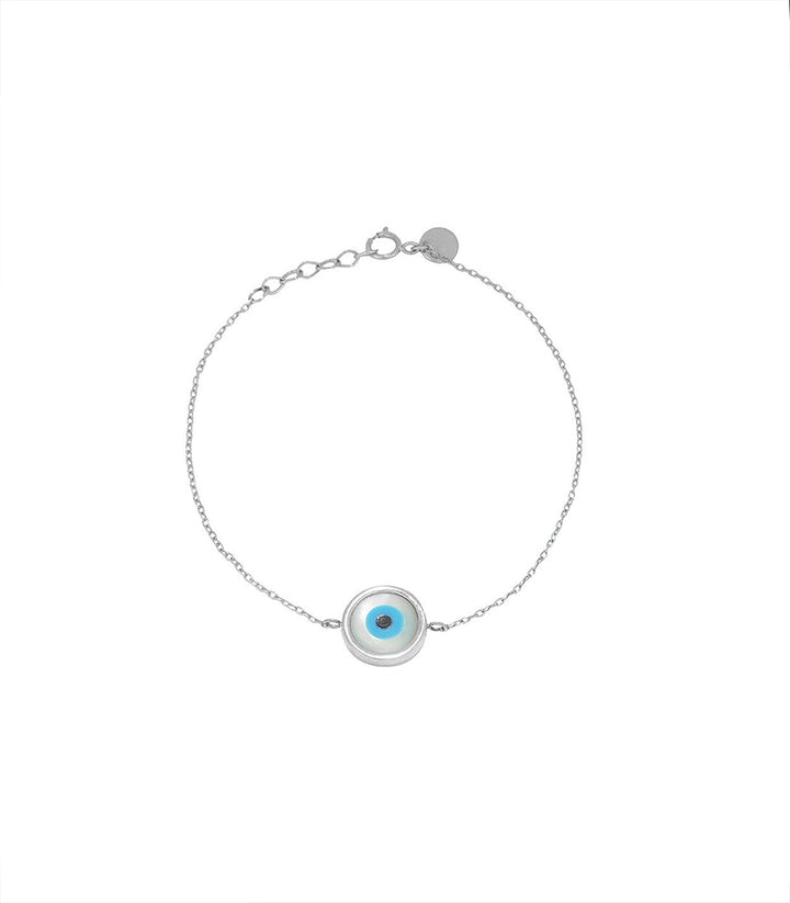 18K White Gold Evil Eye Bracelet