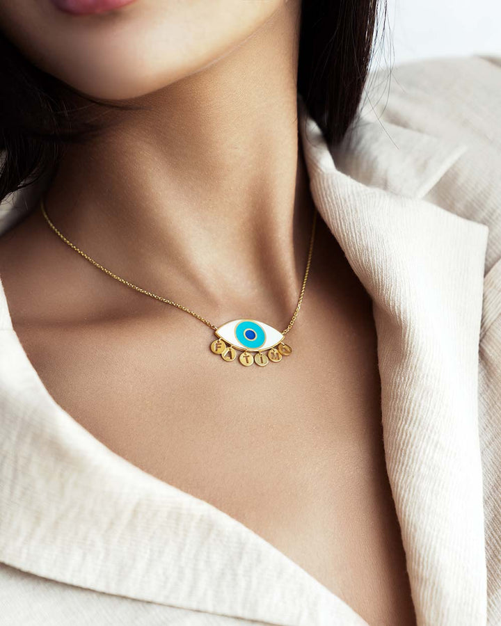 Evil Eye Necklace with Initials