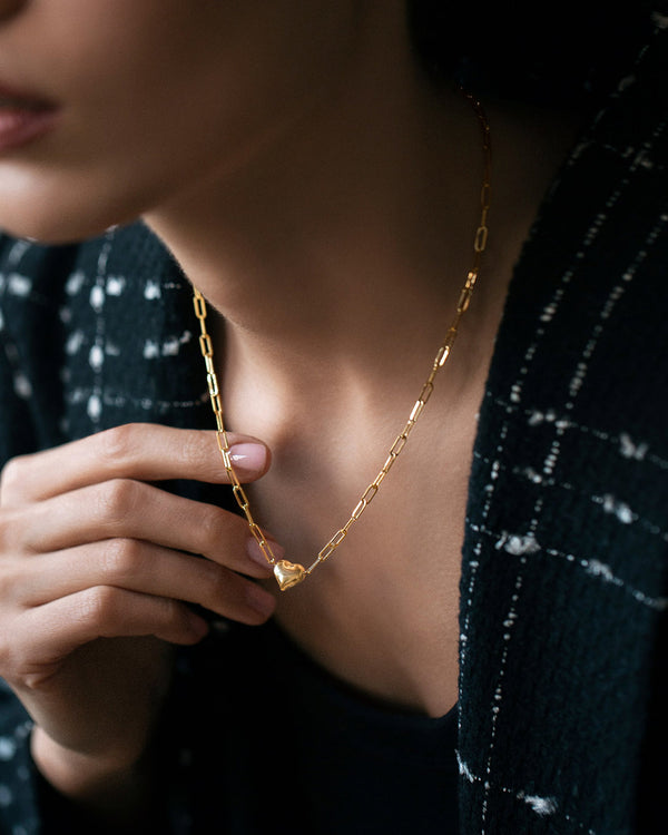 Heart & Paper Clip Necklace