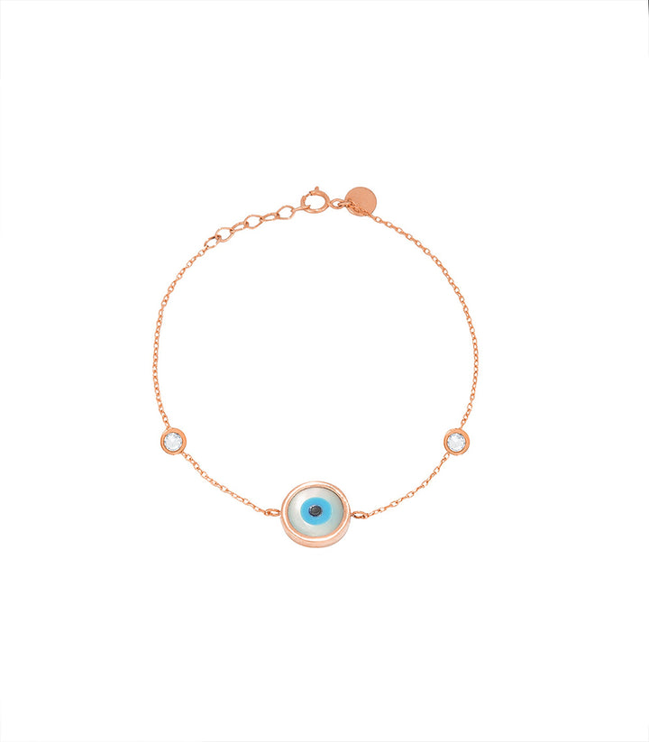 Rose Gold Evil Eye Bracelet With 2 Diamonds