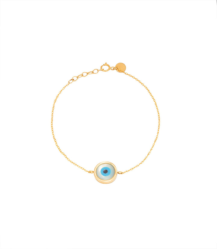 18K Gold Round Evil Eye Bracelet