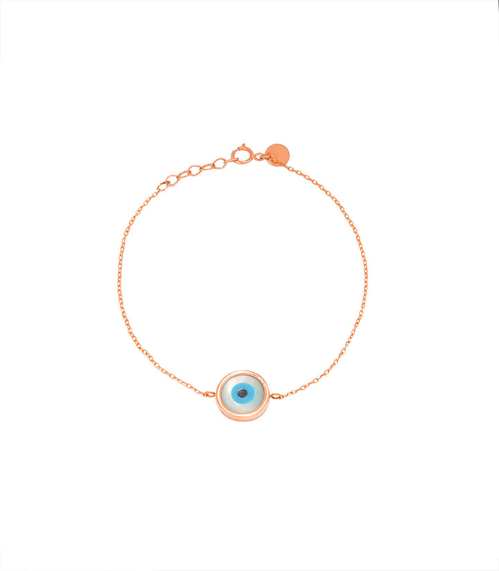 18K Rose Gold Round Evil Eye Bracelet