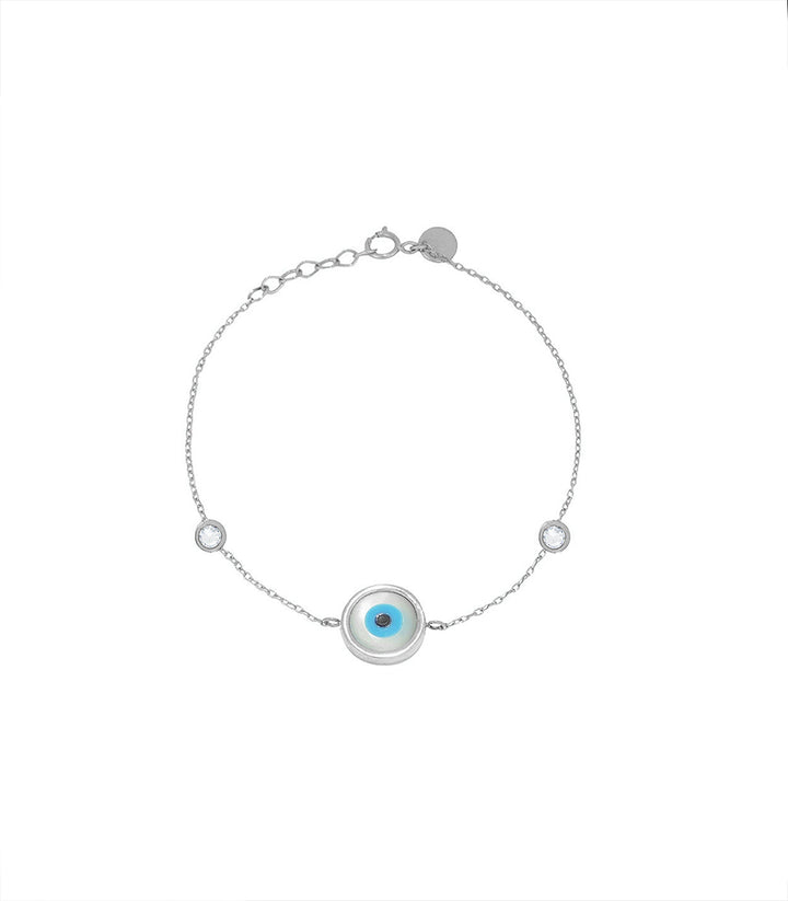 White Gold Evil Eye Bracelet With 2 Diamonds