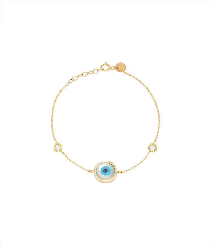 Evil Eye Bracelet with Diamond Yellow Gold